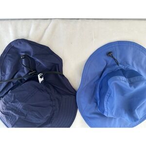 Connectyle Kids Sun Hats Set of 2 Navy Blue Wide Brim Neck Flap Mesh Vent Size M